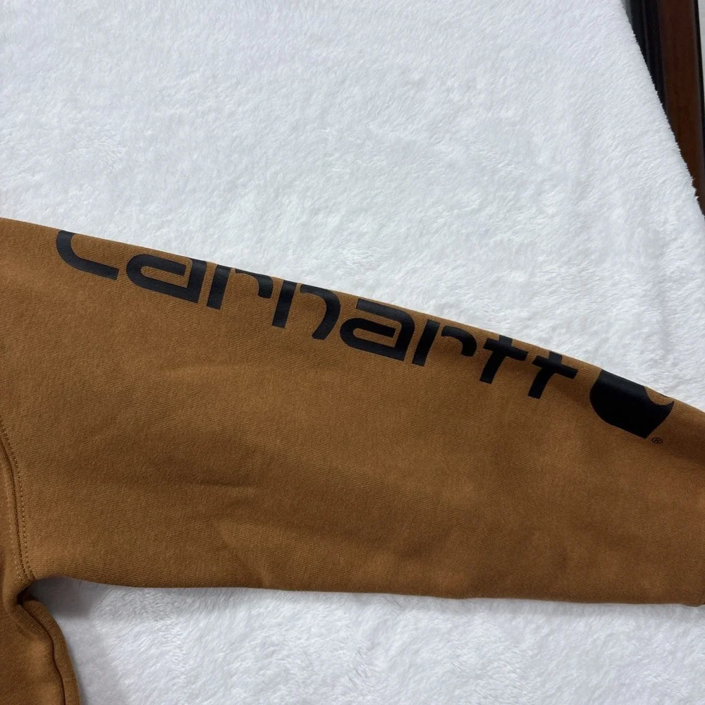 carhartt pullover sweatshirt, Youth Small, Brown With Graphic Logo
